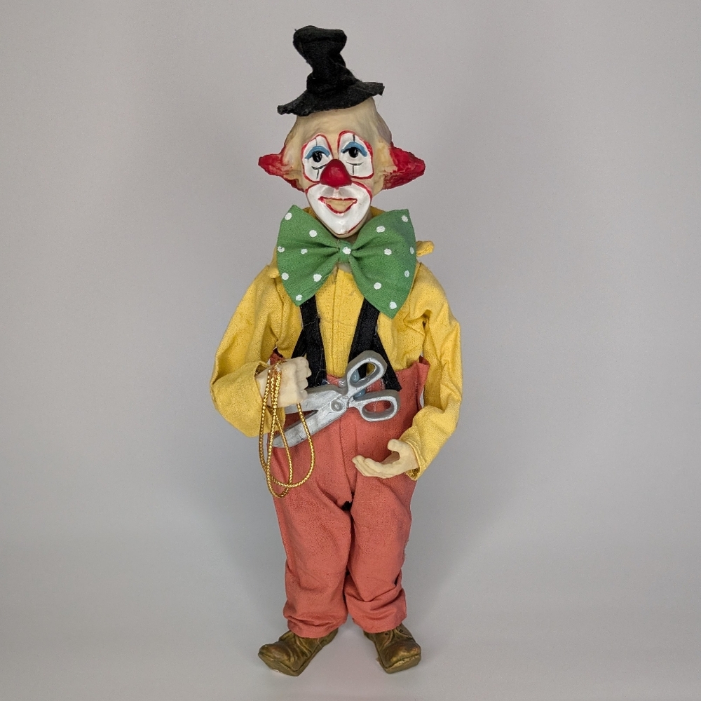 Colorful Clown Figurine with Scissors And Rope